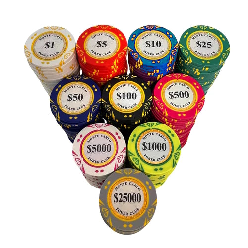 מזוודת פוקר 500 חימר מונטה קרלו דיאמונד 14 גרם