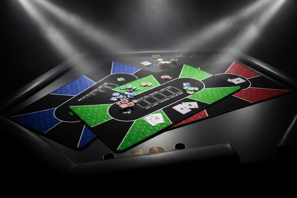 שטיח פוקר No Limit Texas Hold'em ב-3 צבעים ירוק כחול אדום