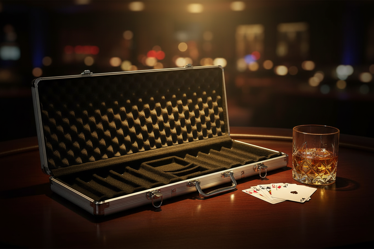 מזוודת פוקר 400 ג'טונים באווירת קזינו