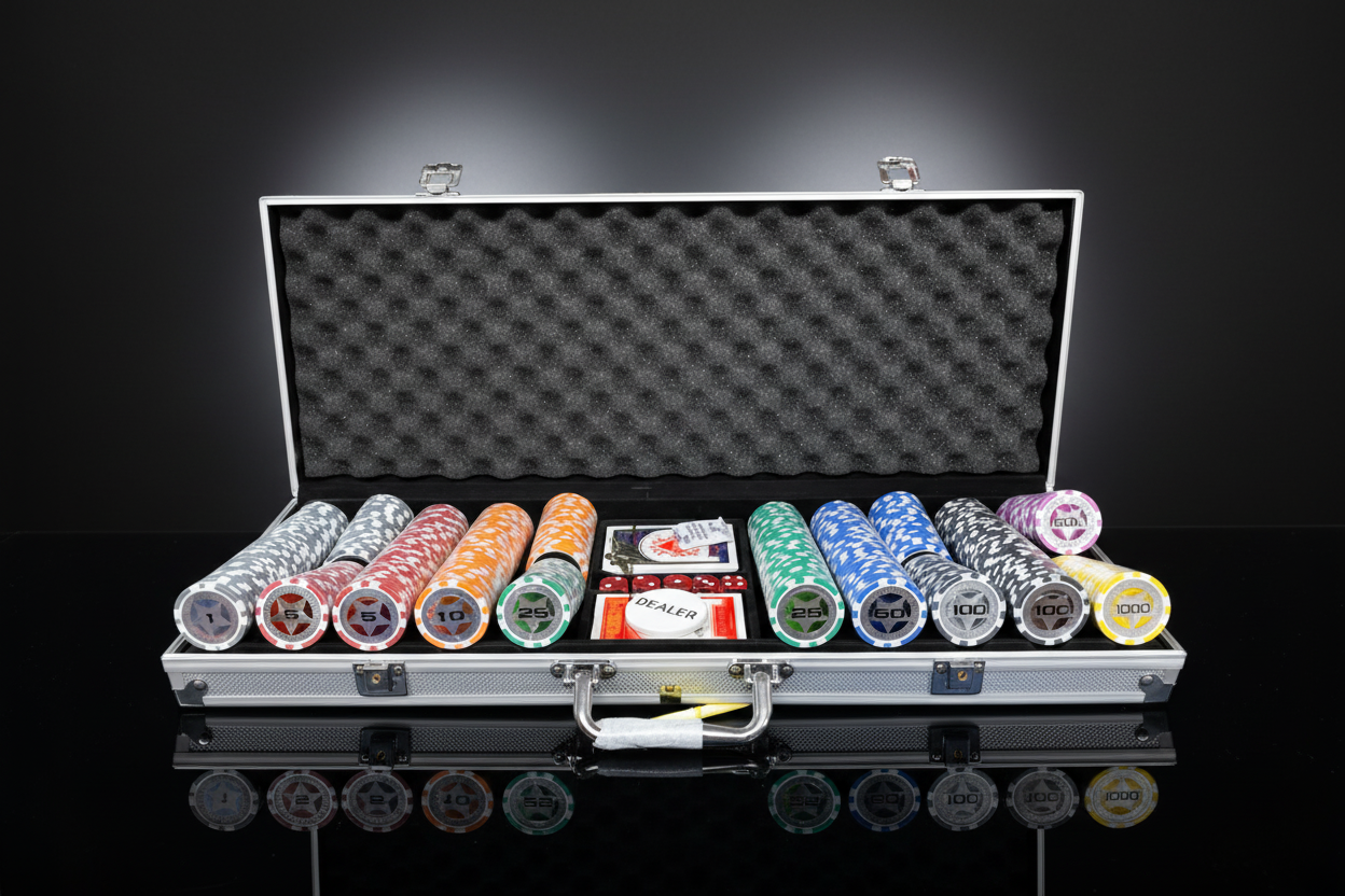 סט ציפים פוקר תיק כסף נקי סטודיו