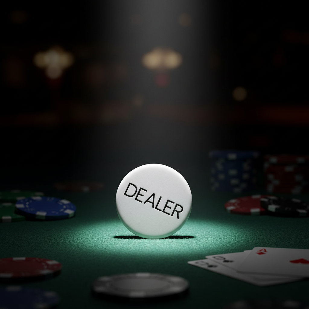 כפתור דילר על שולחן פוקר עם ספוט