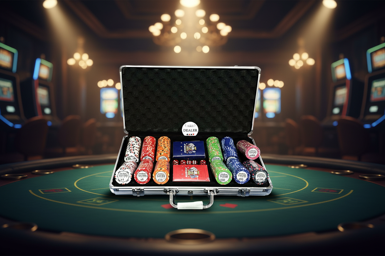 מזוודת CASINO פתוחה - אווירת קזינו