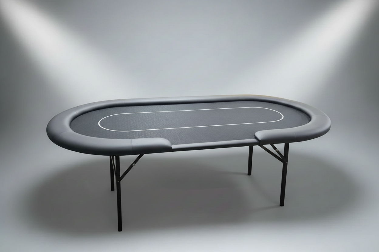 שולחן פוקר אפור כהה עם רגליים מתקפלות סטודיו