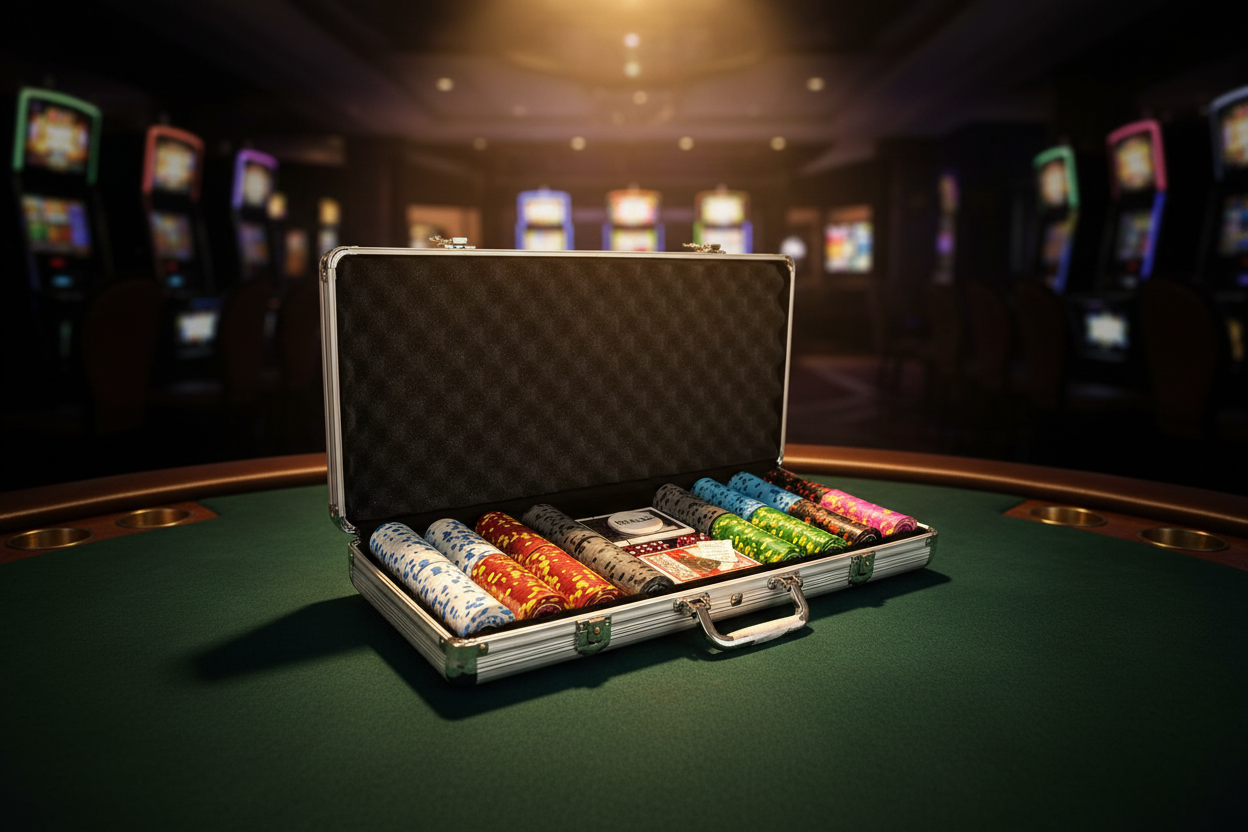 מזוודת פוקר פתוחה - אווירת קזינו