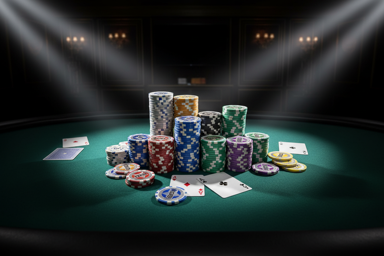 ספי פוקר פרמיום עם כוכב 1-1000 על שולחן פוקר עם ספוטים