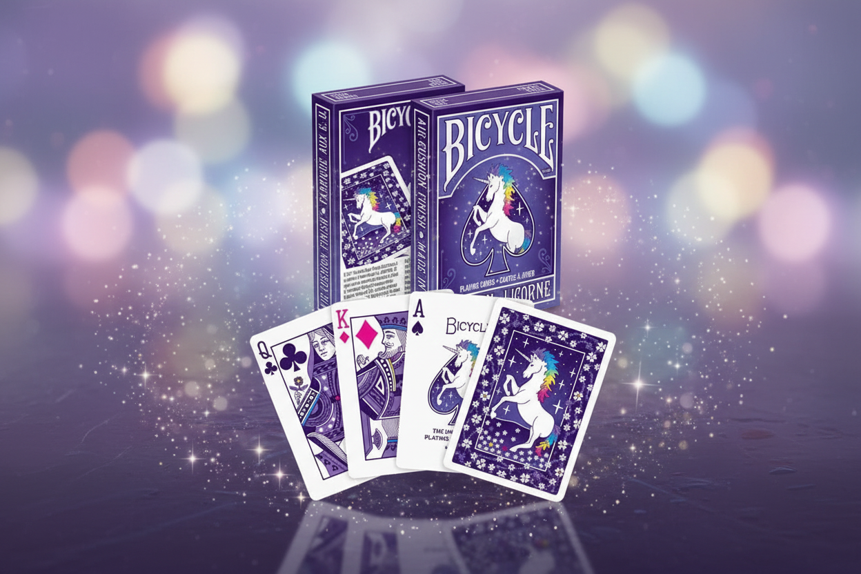 קלפי בייסיקל Unicorn – חפיסת קלפים קסומית עם חד קרן לפוקר ומשחקי קלפים