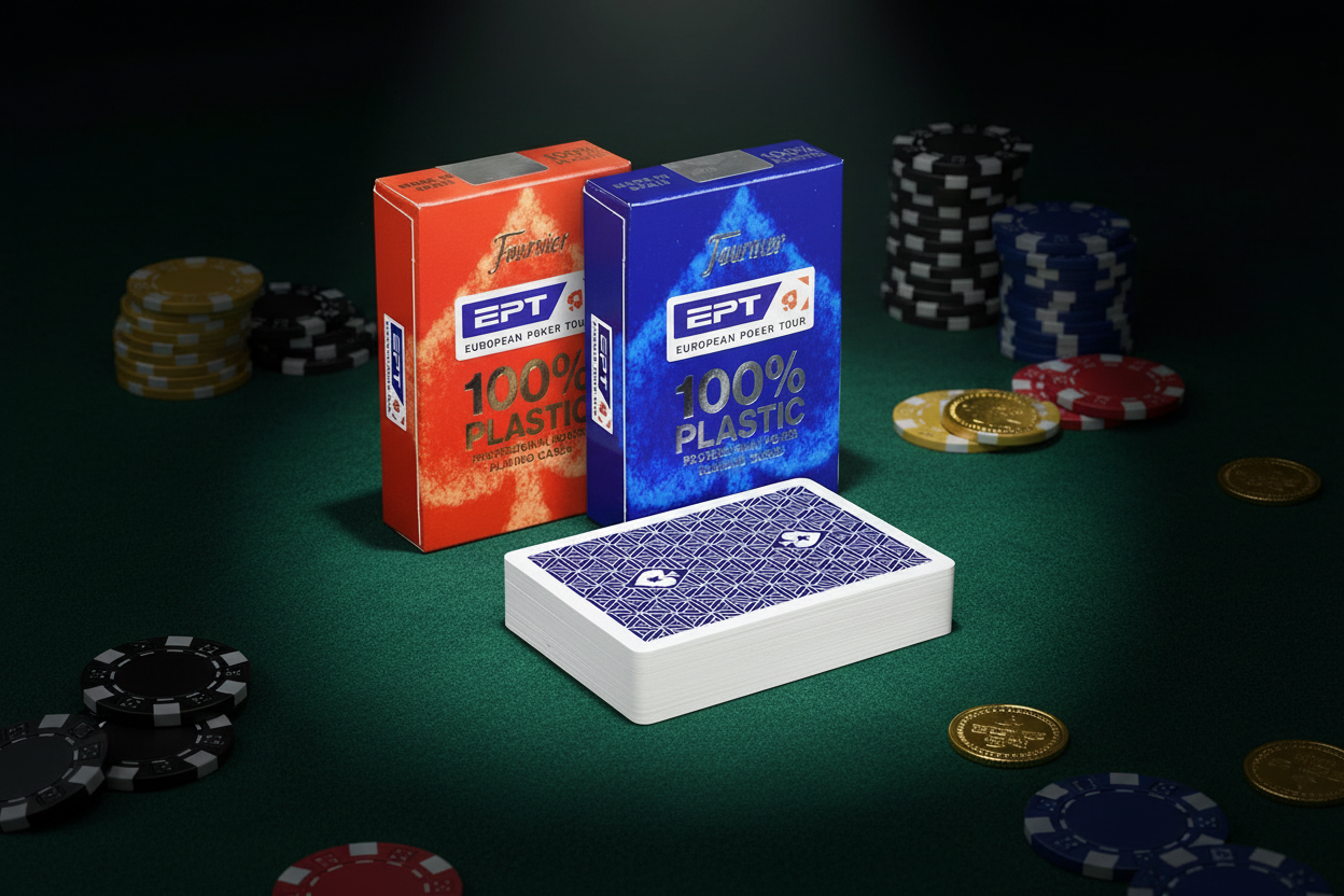 קלפי Fournier EPT European Poker Tour 100% פלסטיק – חפיסת קלפים מקצועית ספרדית לפוקר