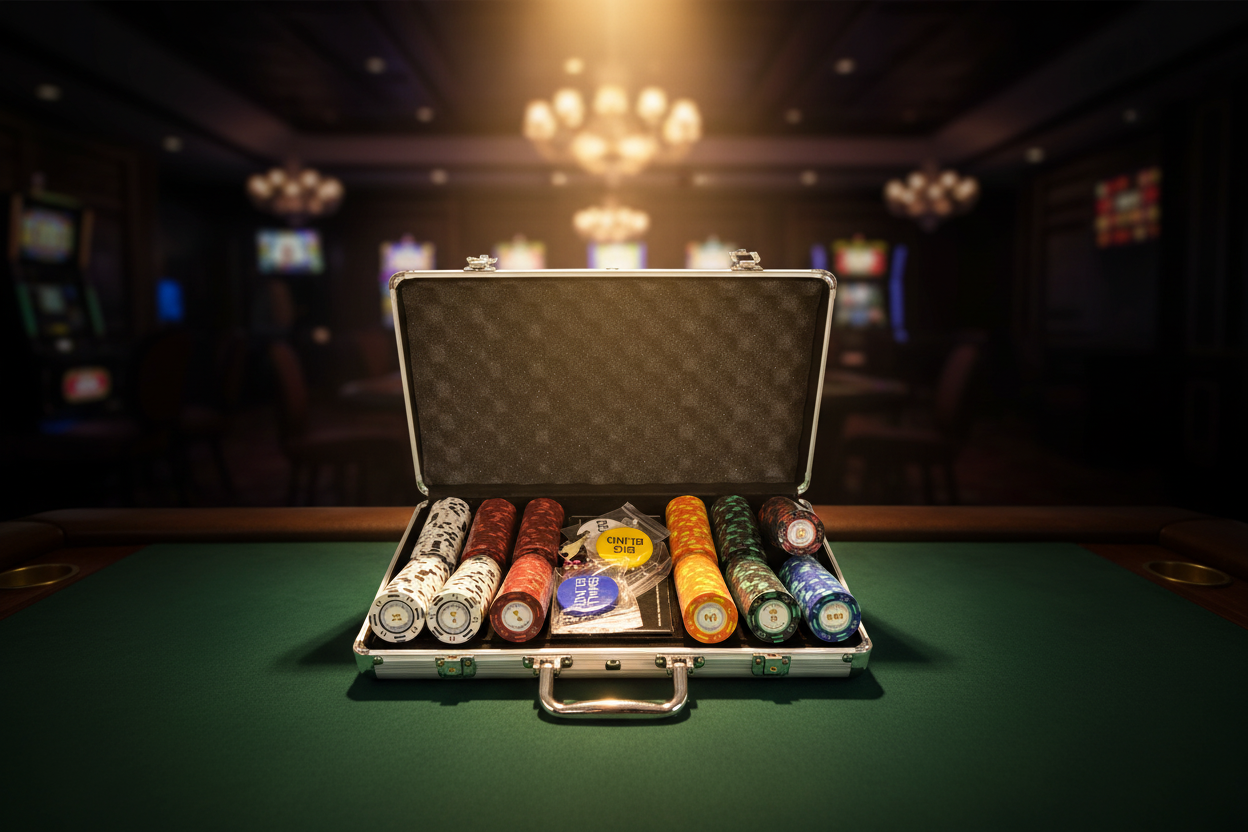 מזוודת פוקר עם כפתורי בליינד - אווירת קזינו