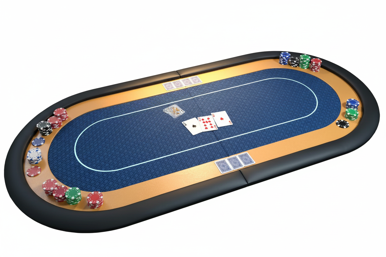 שולחן פוקר כחול עם מוטיבי קזינו