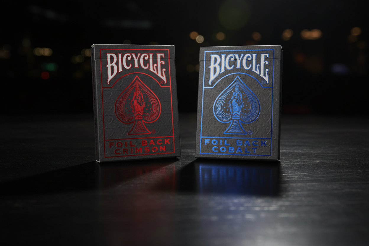 Bicycle Foil Back Crimson and Cobalt playing cards premium product photo