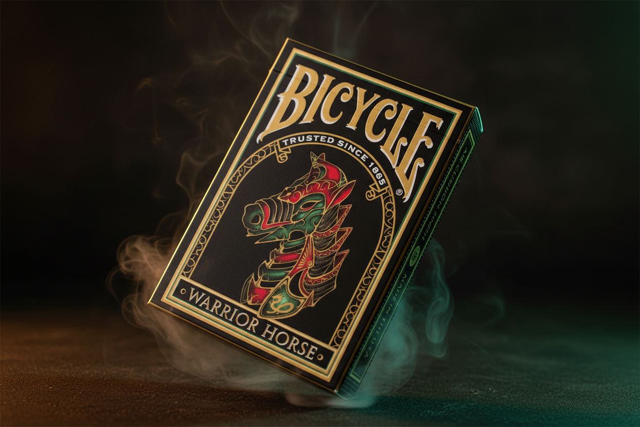 קלפי בייסיקל Warrior Horse – חפיסת קלפים מקצועית עם עיצוב סוס לוחם לפוקר ומשחקי קלפים