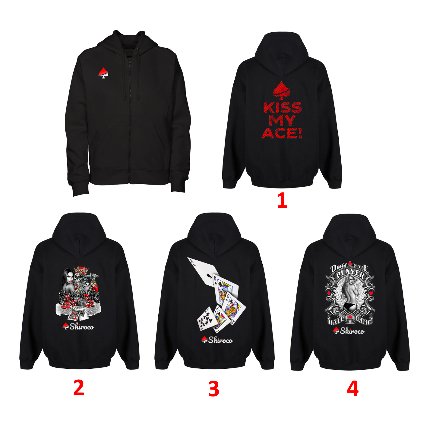 Sweat à capuche noir SPADE Poker dans une sélection de modèles