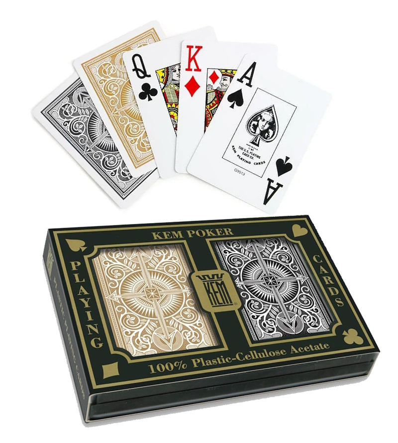 Cartes à jouer KEM ARROW en plastique noir pour Poker 21