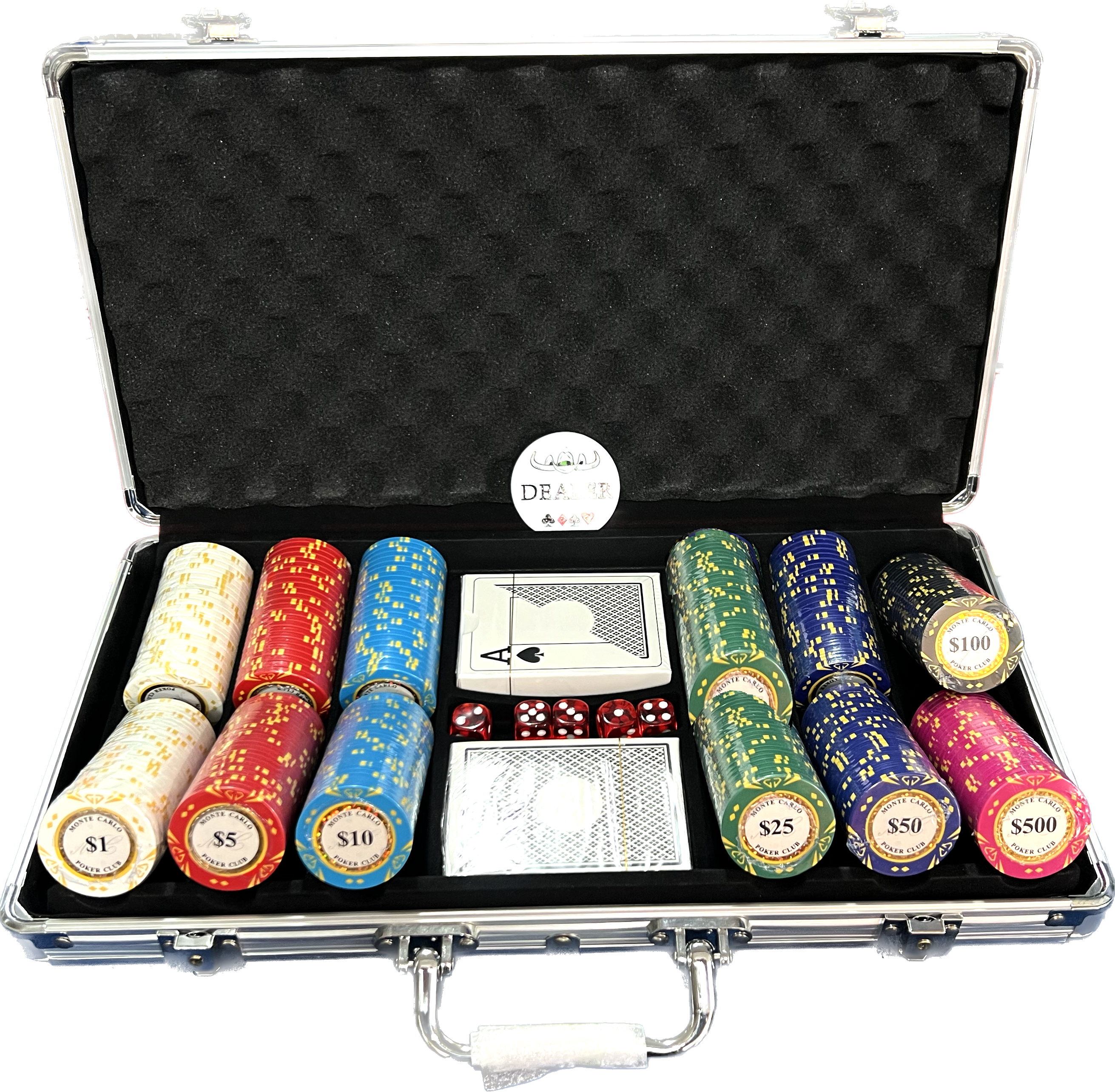 מזוודת פוקר 300 חימר מונטה קרלו דיאמונד 14 גרם