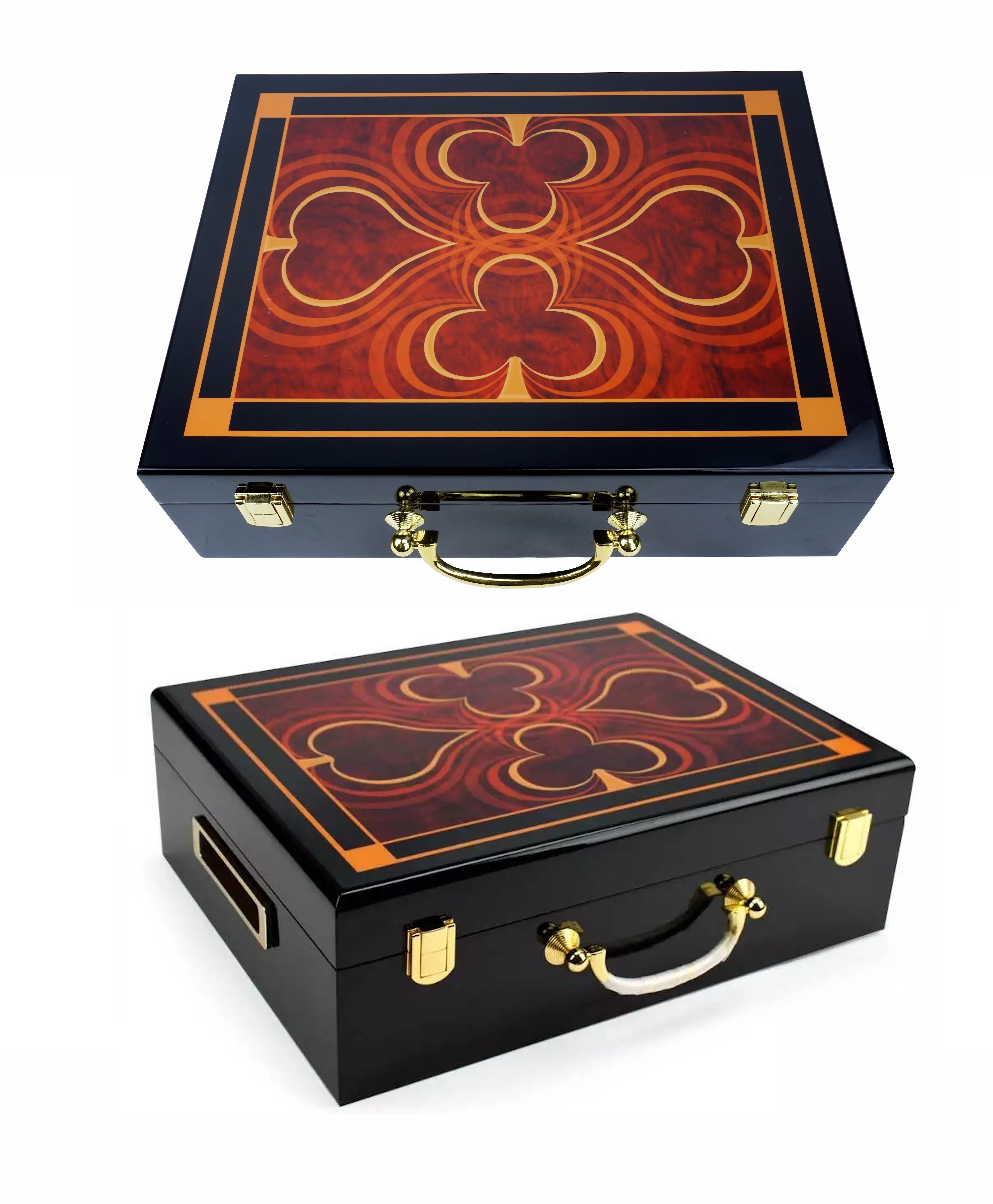 מזוודת עץ מפוארת ריקה ל 500 ז'יטונים