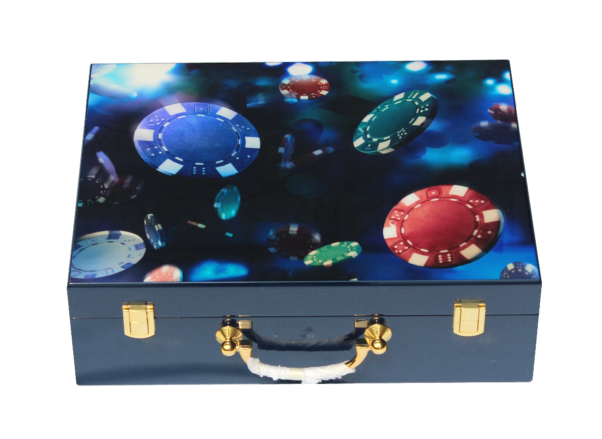 מזוודת עץ מפוארת ריקה ל 500 ז'יטונים