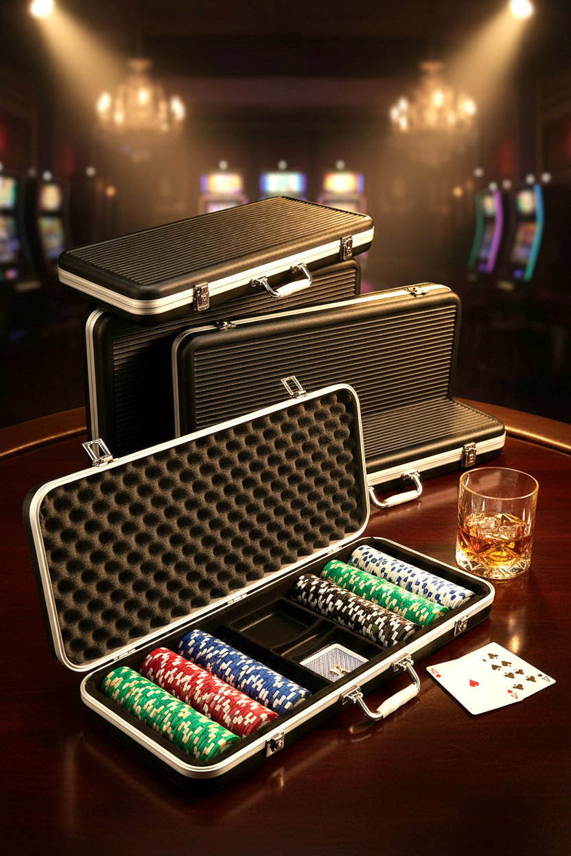 Valise vide en ABS noir pour 500 jetons