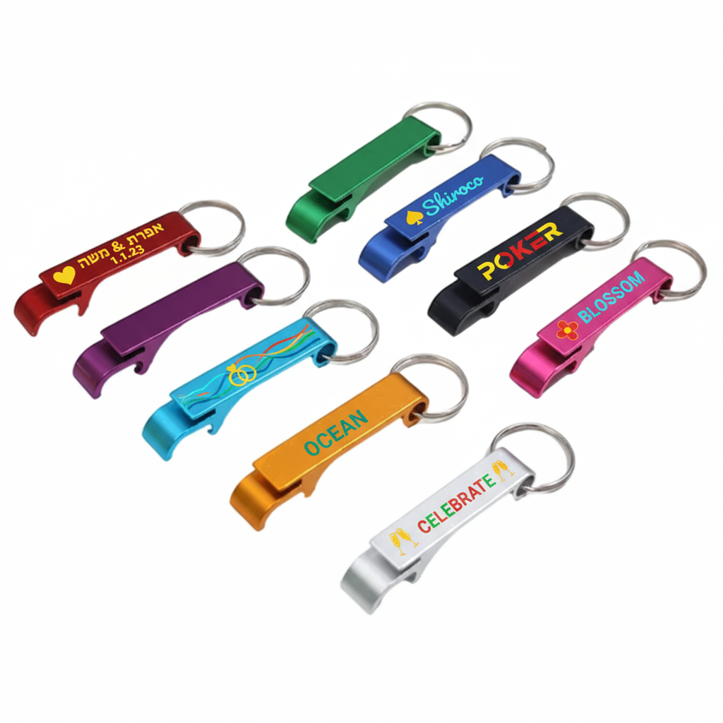 פותחני מפתח צבעוניים עם הדפסות מלל צבעוני