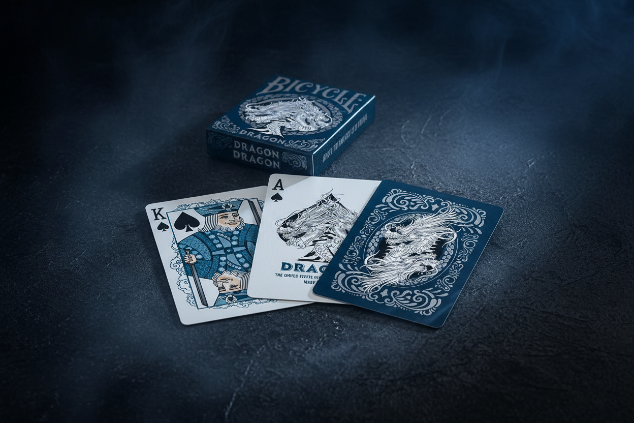 קלפי בייסיקל Dragon – חפיסת קלפים מקצועית עם עיצוב דרקון לפוקר ומשחקי קלפים