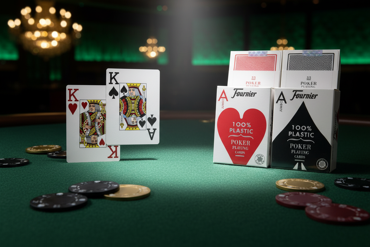קלפי Fournier 2818 100% פלסטיק – חפיסת קלפים מקצועית ספרדית לפוקר וטקסס הולדם