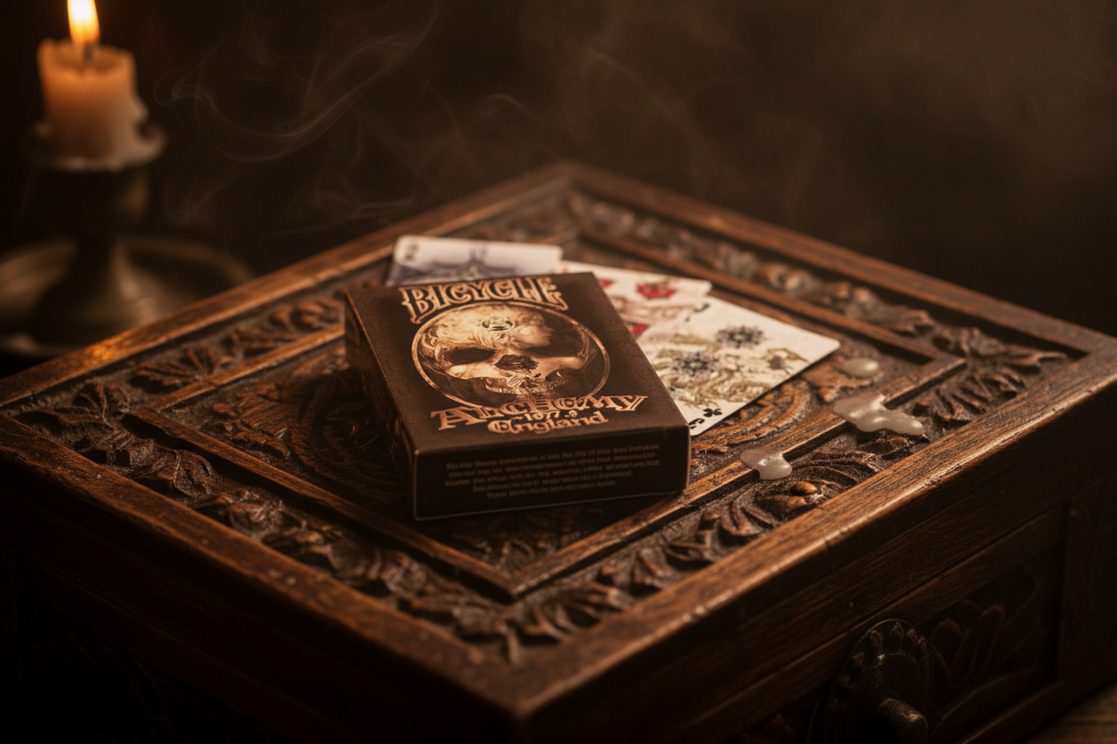 קלפי בייסיקל Alchemy England 1977 – חפיסת קלפים גותית מקצועית לפוקר ומשחקי קלפים