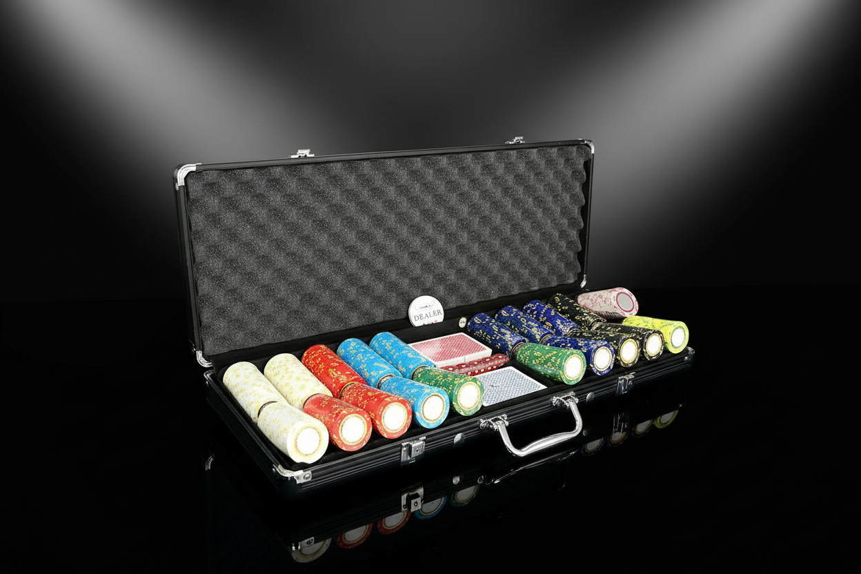 סט ציפים פוקר תיק שחור סטודיו