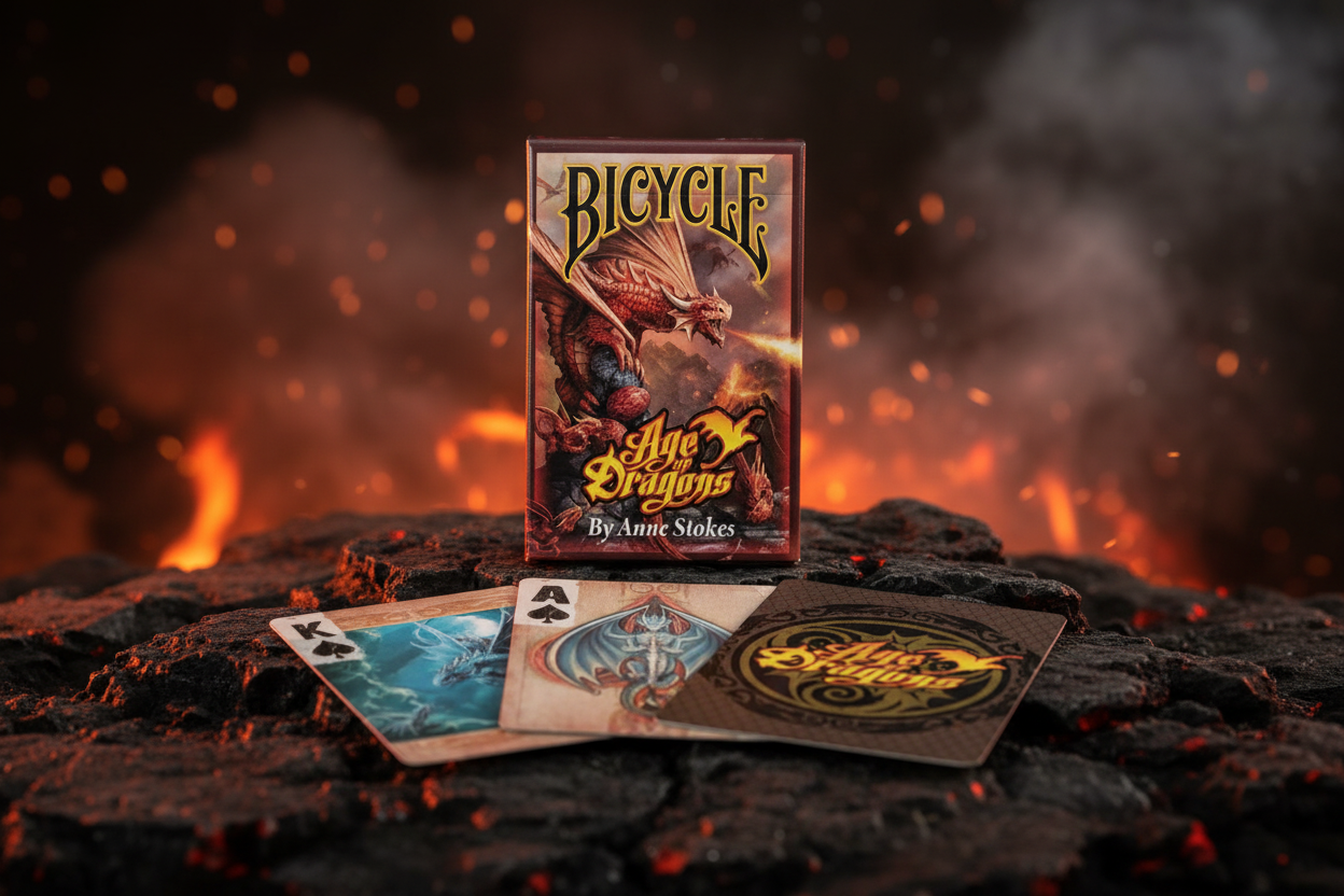 קלפי בייסיקל Age of Dragons מאת Anne Stokes – חפיסת קלפים מקצועית עם איורי דרקון לפוקר ומשחקי קלפים