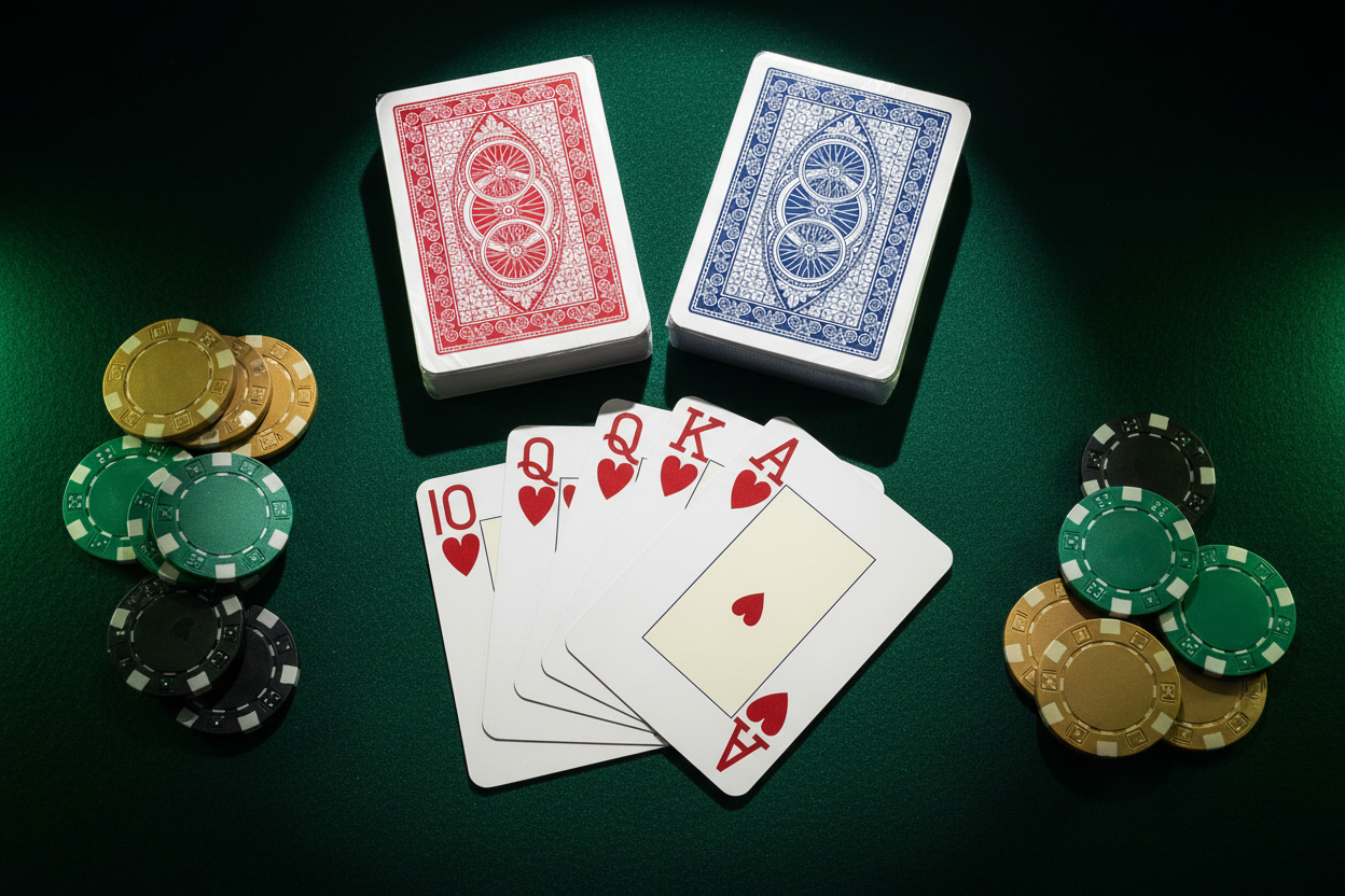 קלפי Modiano Trieste 100177 – חפיסת קלפים איטלקית יוקרתית כחול ואדום לפוקר וטקסס הולדם