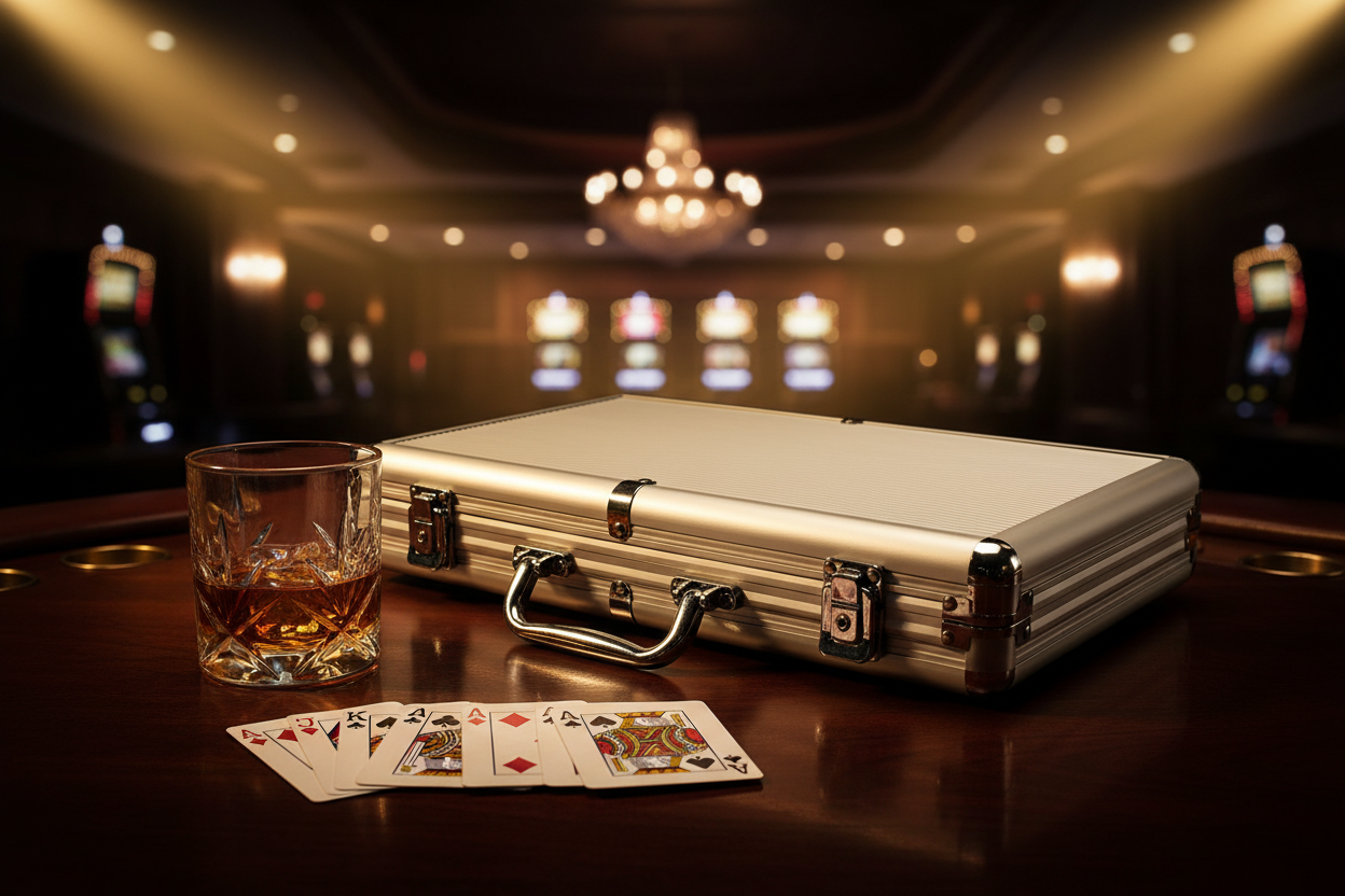 מזוודת פוקר 300 ג'טונים באווירת קזינו
