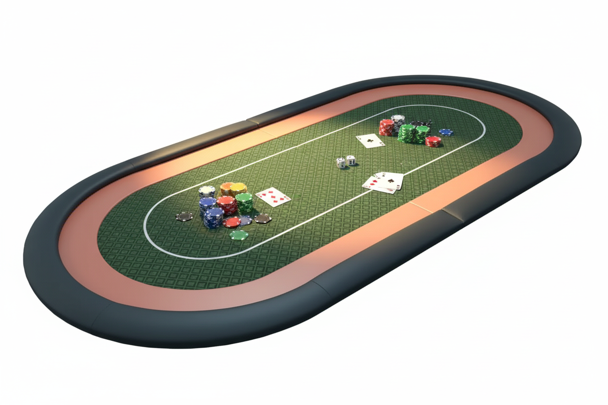 שולחן פוקר ירוק עם מוטיבי קזינו