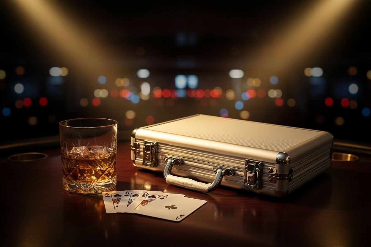 מזוודת פוקר 200 ג'טונים באווירת קזינו