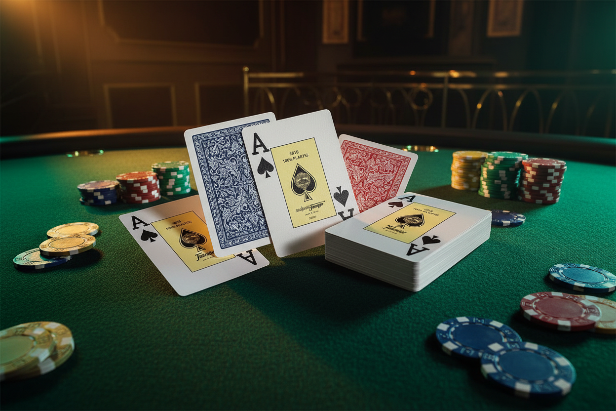 קלפי Fournier 2818 100% פלסטיק כחול ואדום – חפיסת קלפים מקצועית ספרדית לפוקר וטקסס הולדם