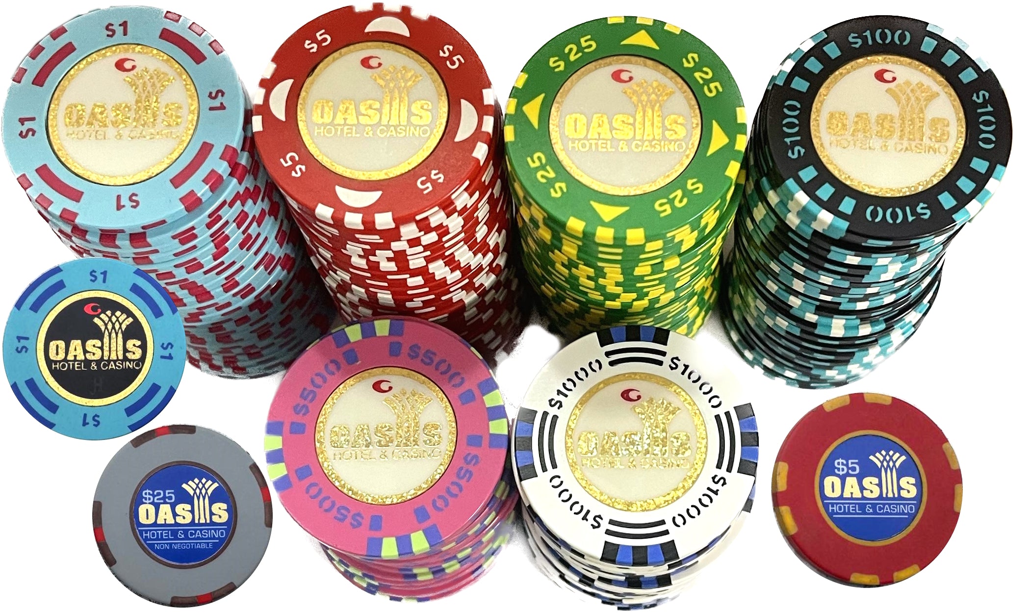 ז'יטונים ניילון שקטים קזינו אואזיס (₪3.3 ליחידה)