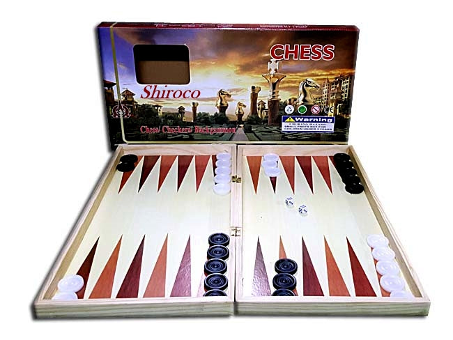 Grand plateau de backgammon en bois de haute qualité 