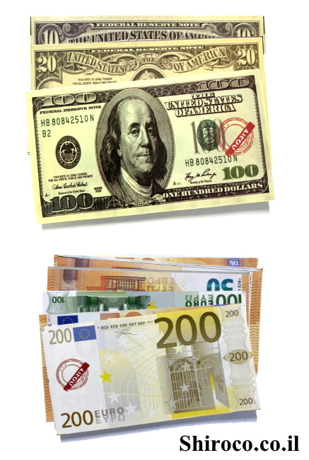 Billets de dollars et d'euros virtuels pour le jeu