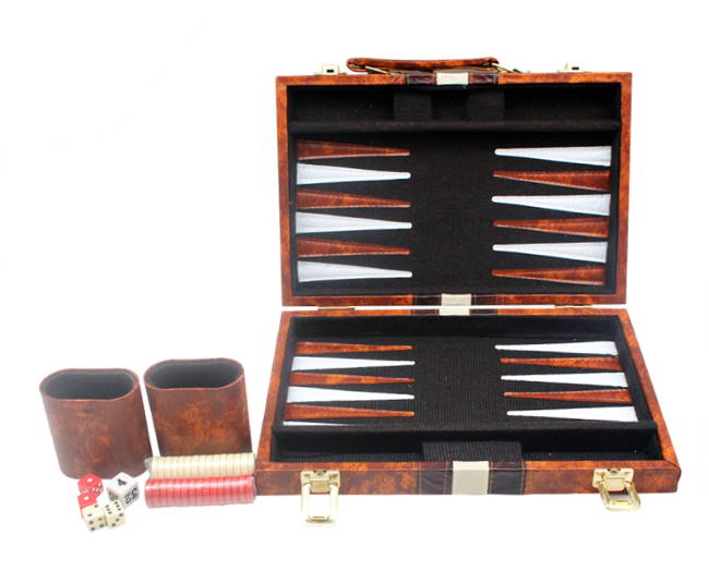 Grande valise de backgammon de haute qualité, en similicuir, 57 cm
