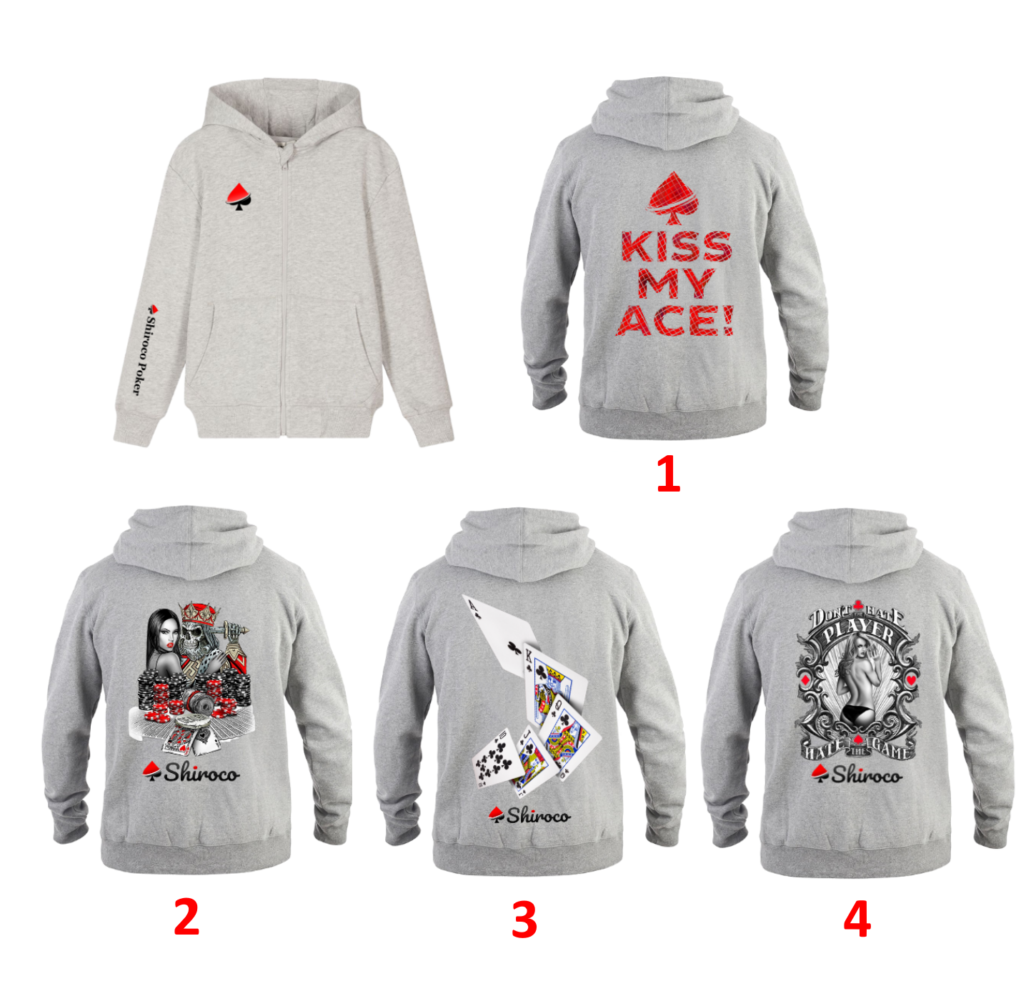 Sweat à capuche de poker gris SPADE dans une sélection de modèles